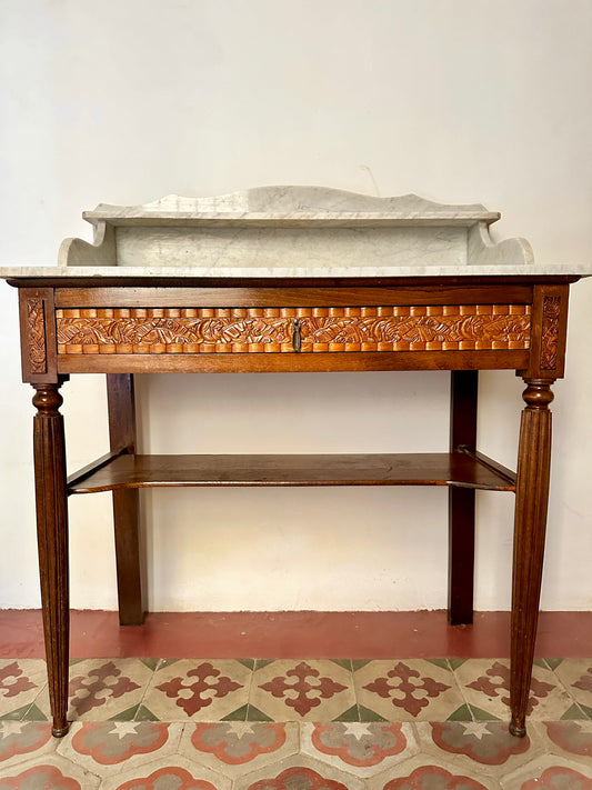 Art Deco Marble & Mahogany Washstand