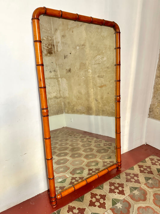 Large C19th French Faux Bamboo Mirror