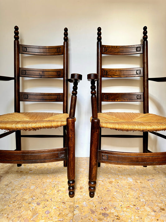 Early C20th Breton Rush Seat Armchairs (Available Individually)