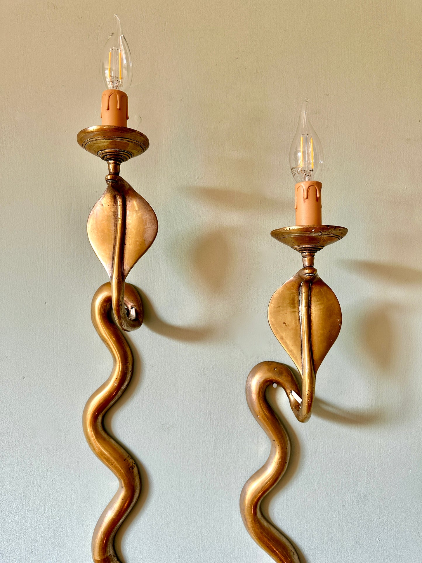 Pair Of 1920s French Cobra Wall Lights