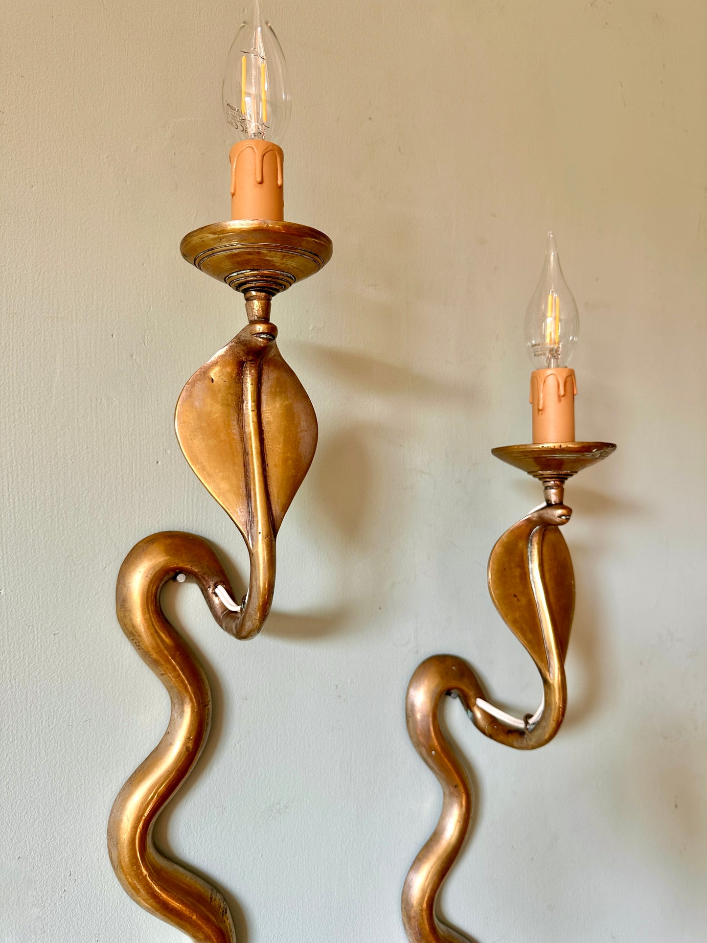 Pair Of 1920s French Cobra Wall Lights