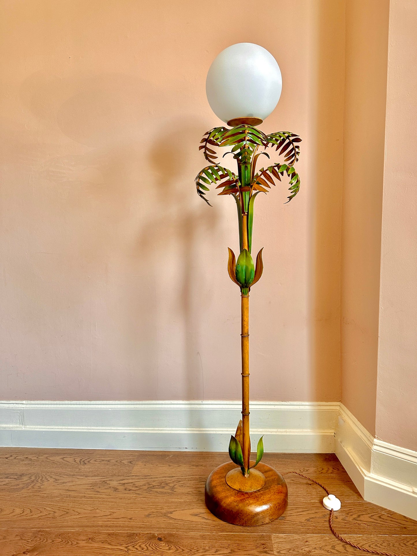 1940s French Tole Bamboo Floor Lamp