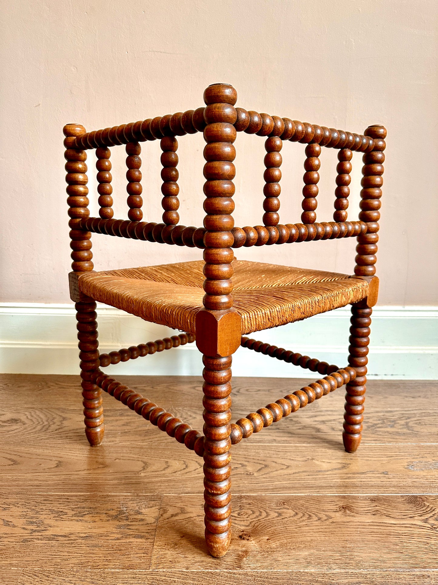 1920s French Bobbin Corner Chair