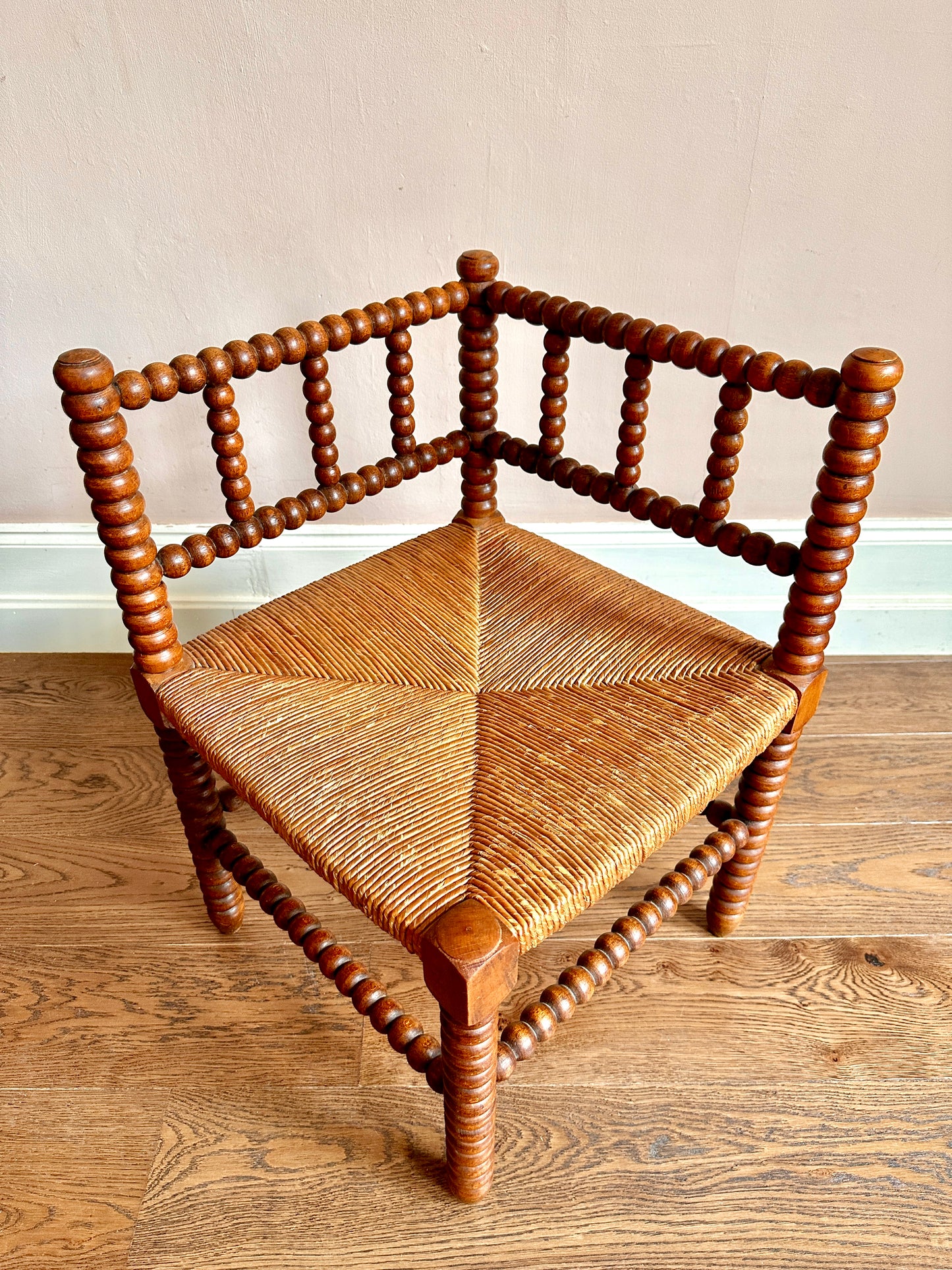 1920s French Bobbin Corner Chair