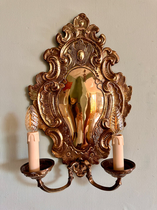 Large Early C20th Swedish Brass Wall Light