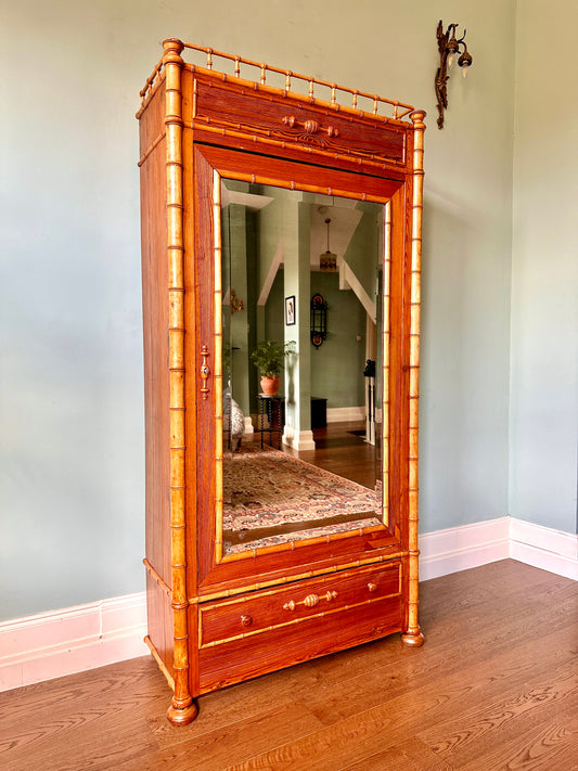 C19th French Faux Bamboo Armoire