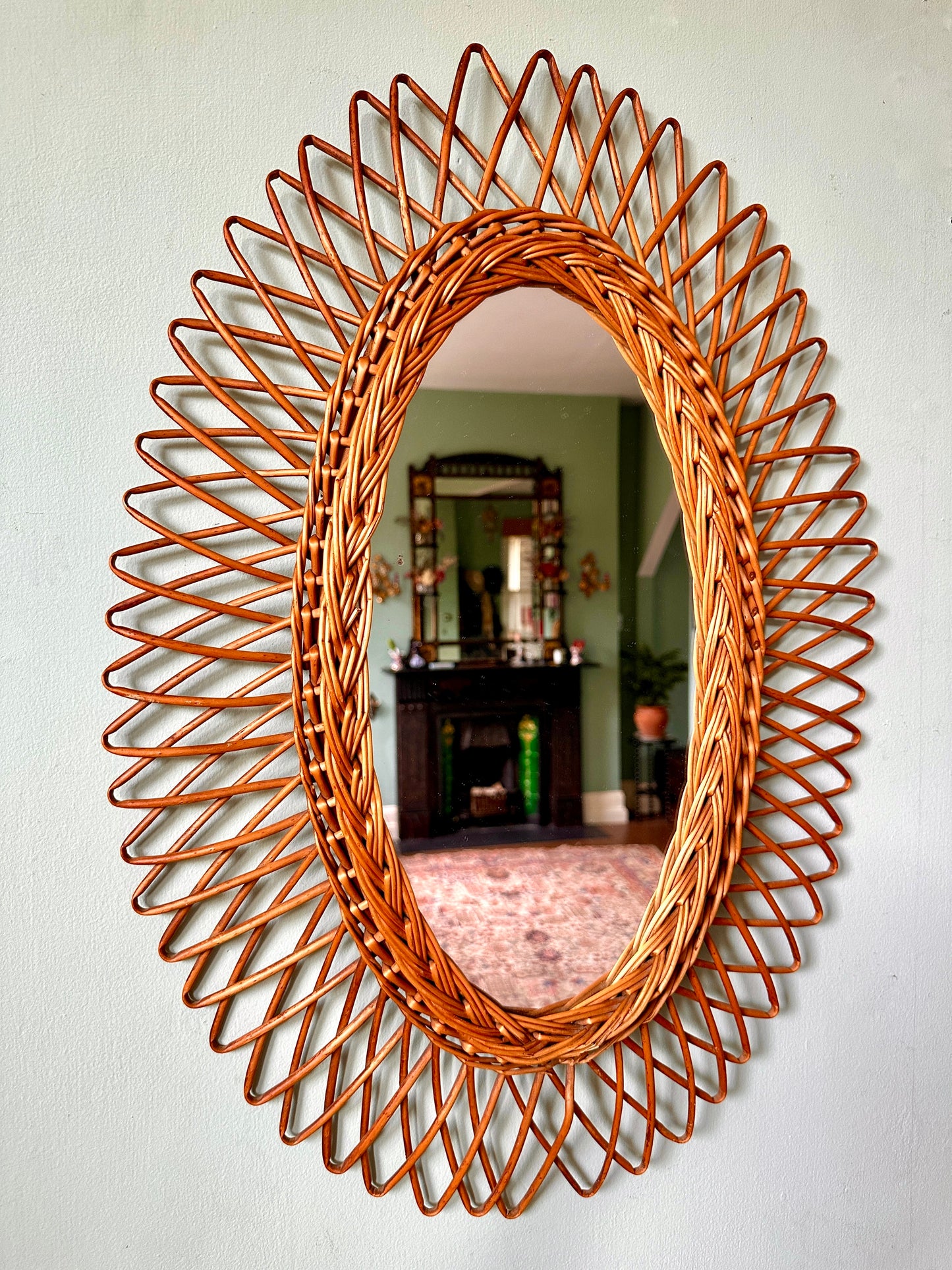 1960s French Rattan Mirror
