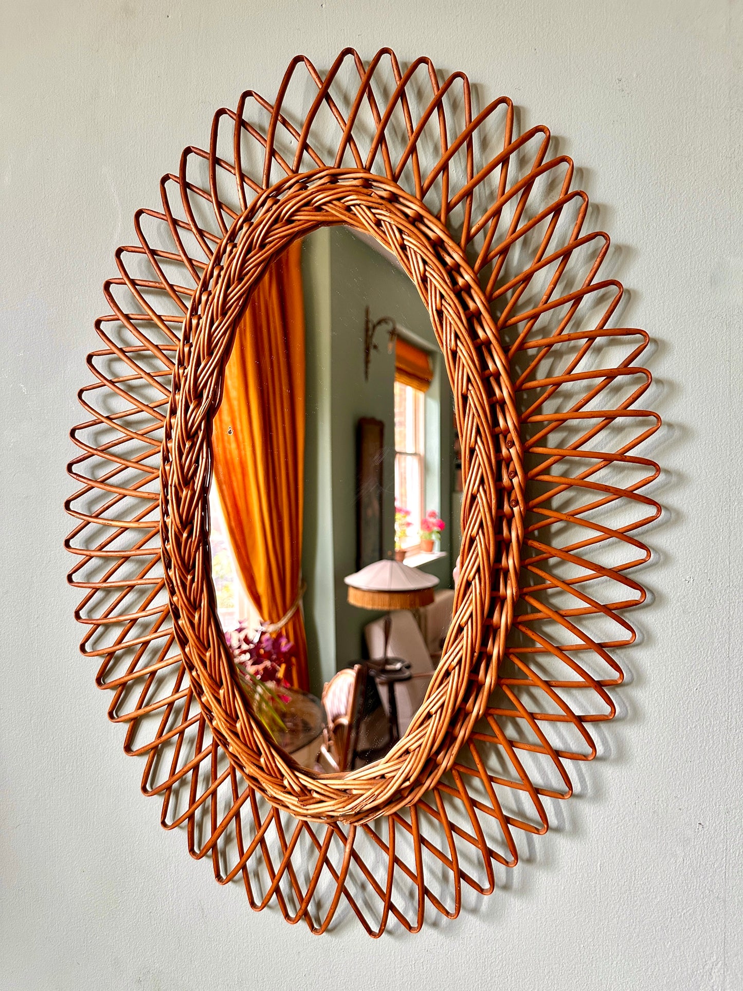 1960s French Rattan Mirror