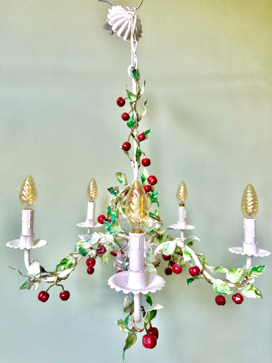 1940s Italian Cherry Toleware Chandelier