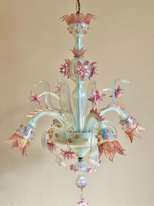 Early C20th Murano Opaline Glass Chandelier
