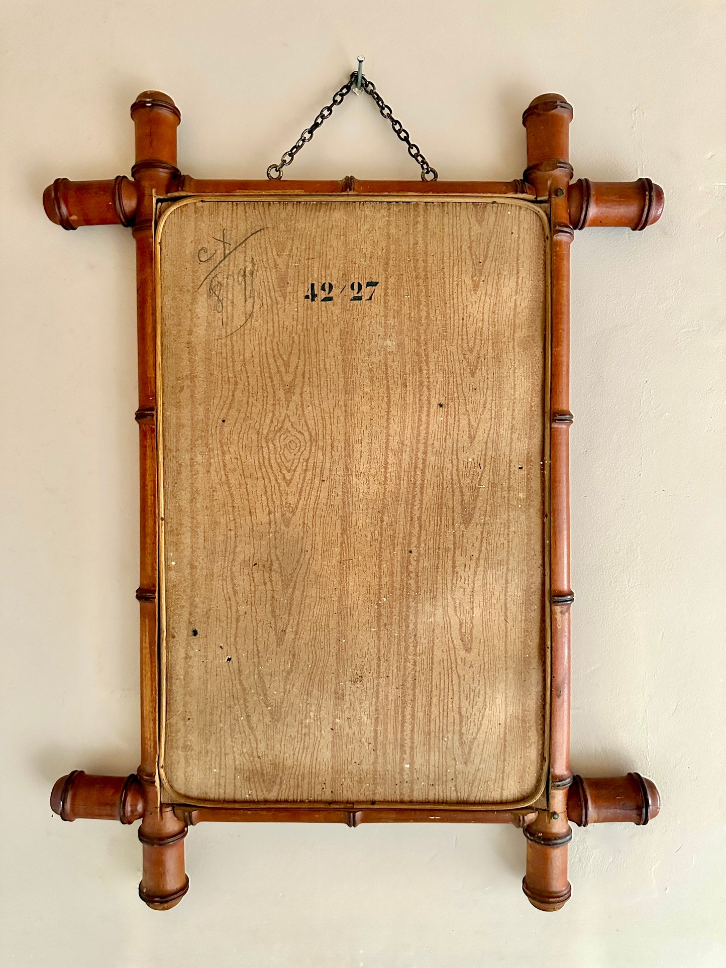 1940s French Faux Bamboo Mirror