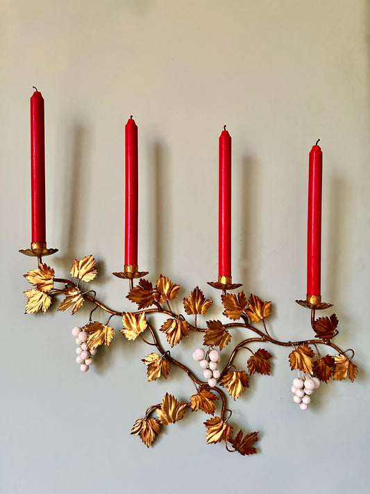 Large Pair Of 1940s Italian Grape Candle Sconces