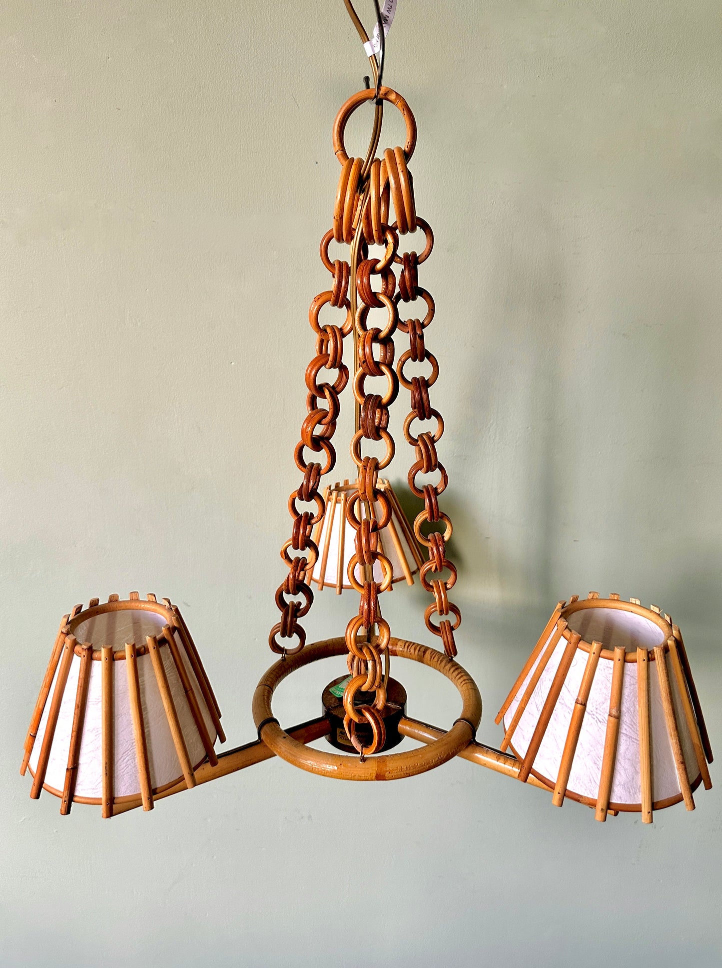 1960s French Bamboo Chandelier