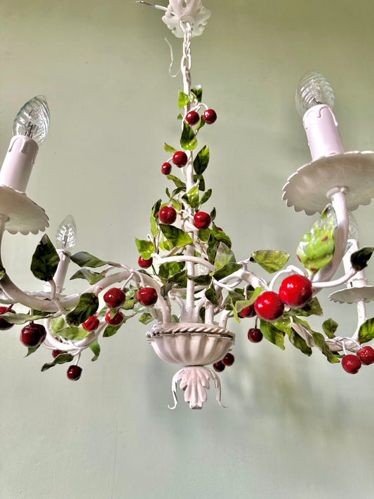 1940s Italian Cherry Tole Chandelier (2 of 2 Available)