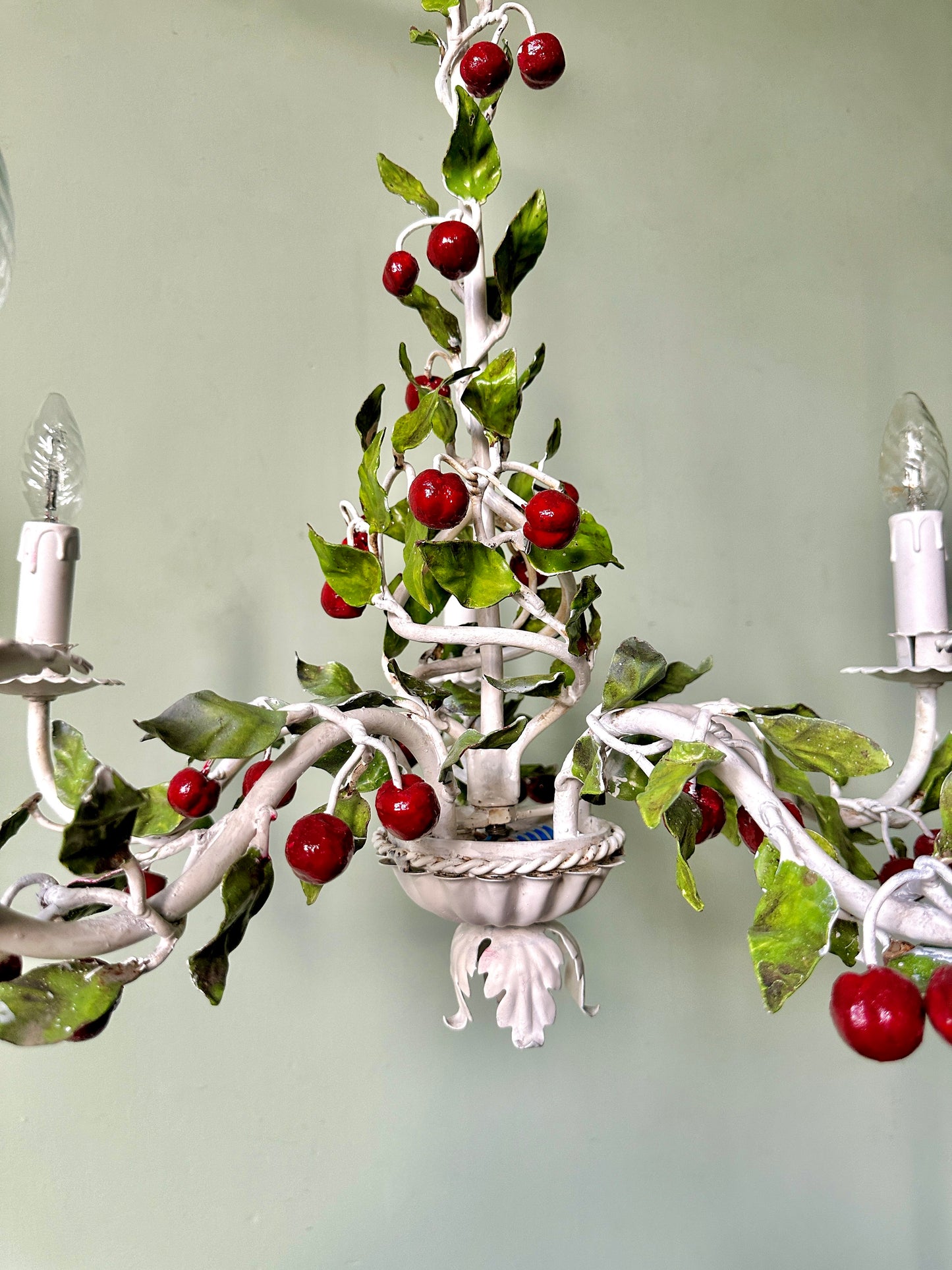 1940s Italian Cherry Tole Chandelier (2 of 2 Available)