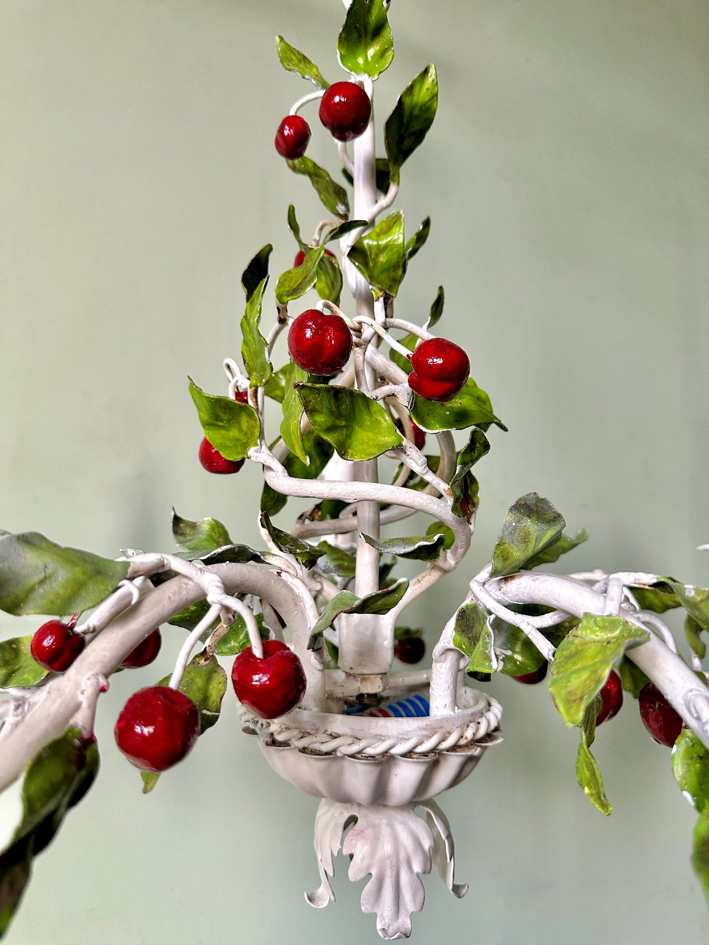 1940s Italian Cherry Tole Chandelier (2 of 2 Available)