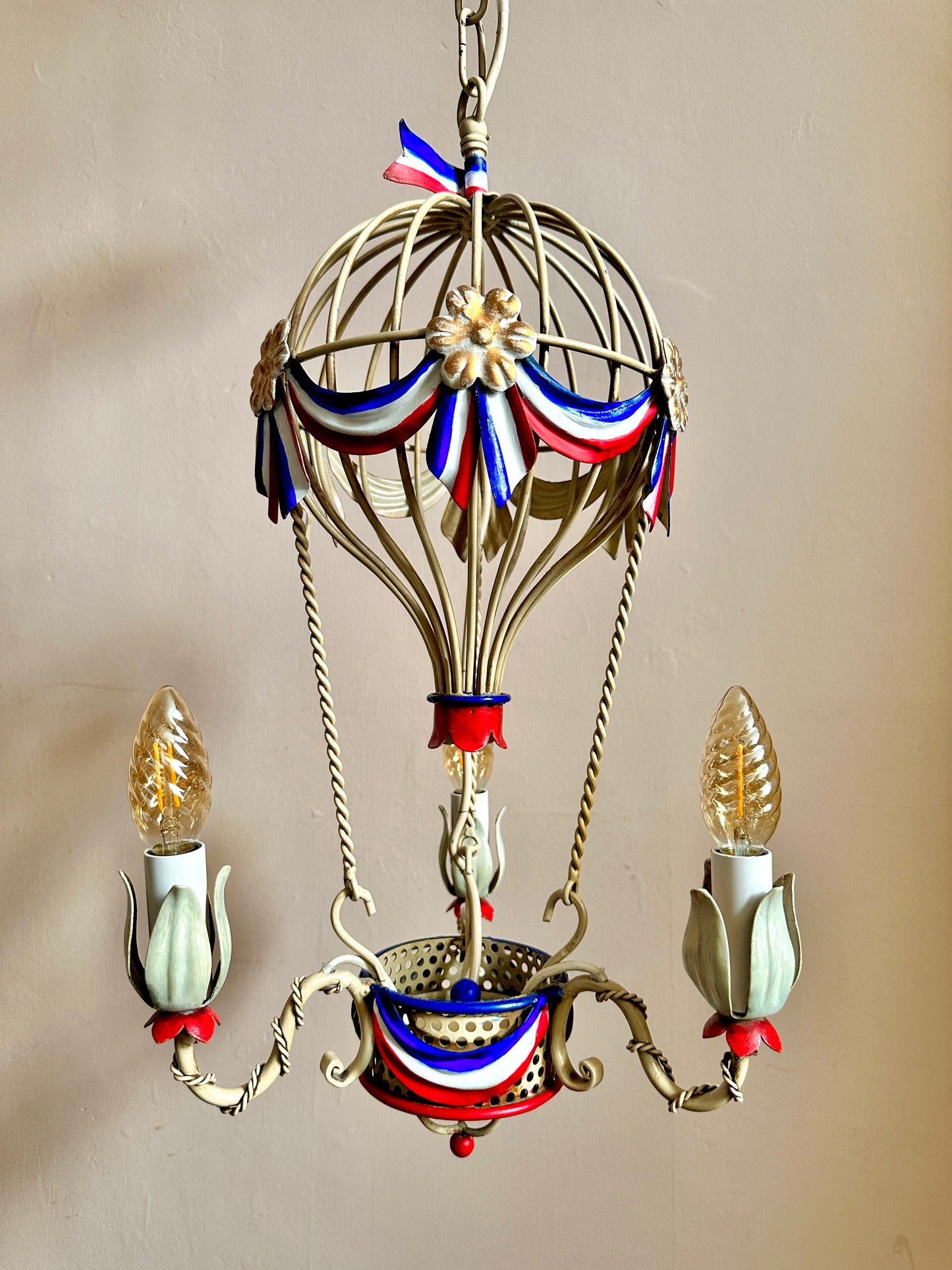 1960s Montgolfier Tole Chandelier (Two Available)