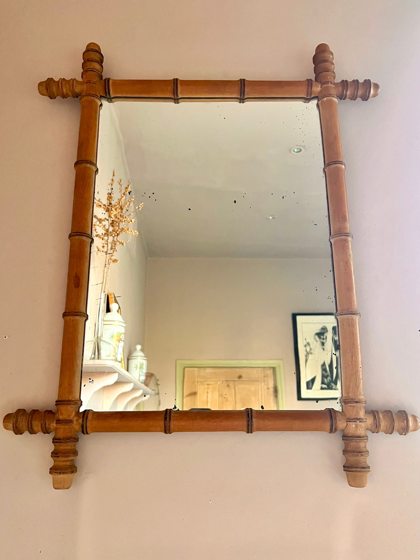 C19th French Faux Bamboo Mirror