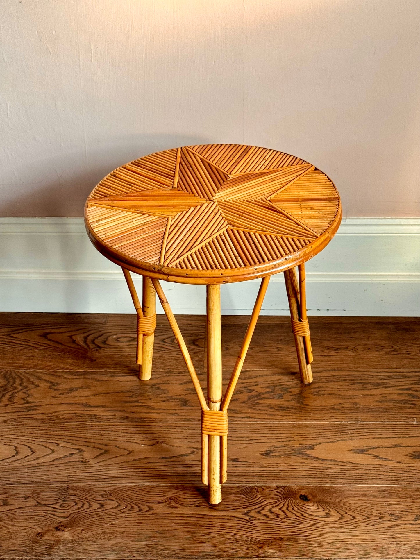 1960s French Bamboo Side Table