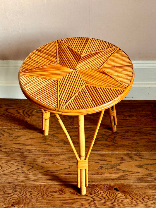 1960s French Bamboo Side Table
