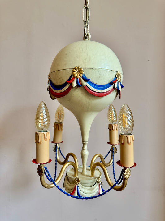 1940s French Montgolfier Balloon Toleware Chandelier