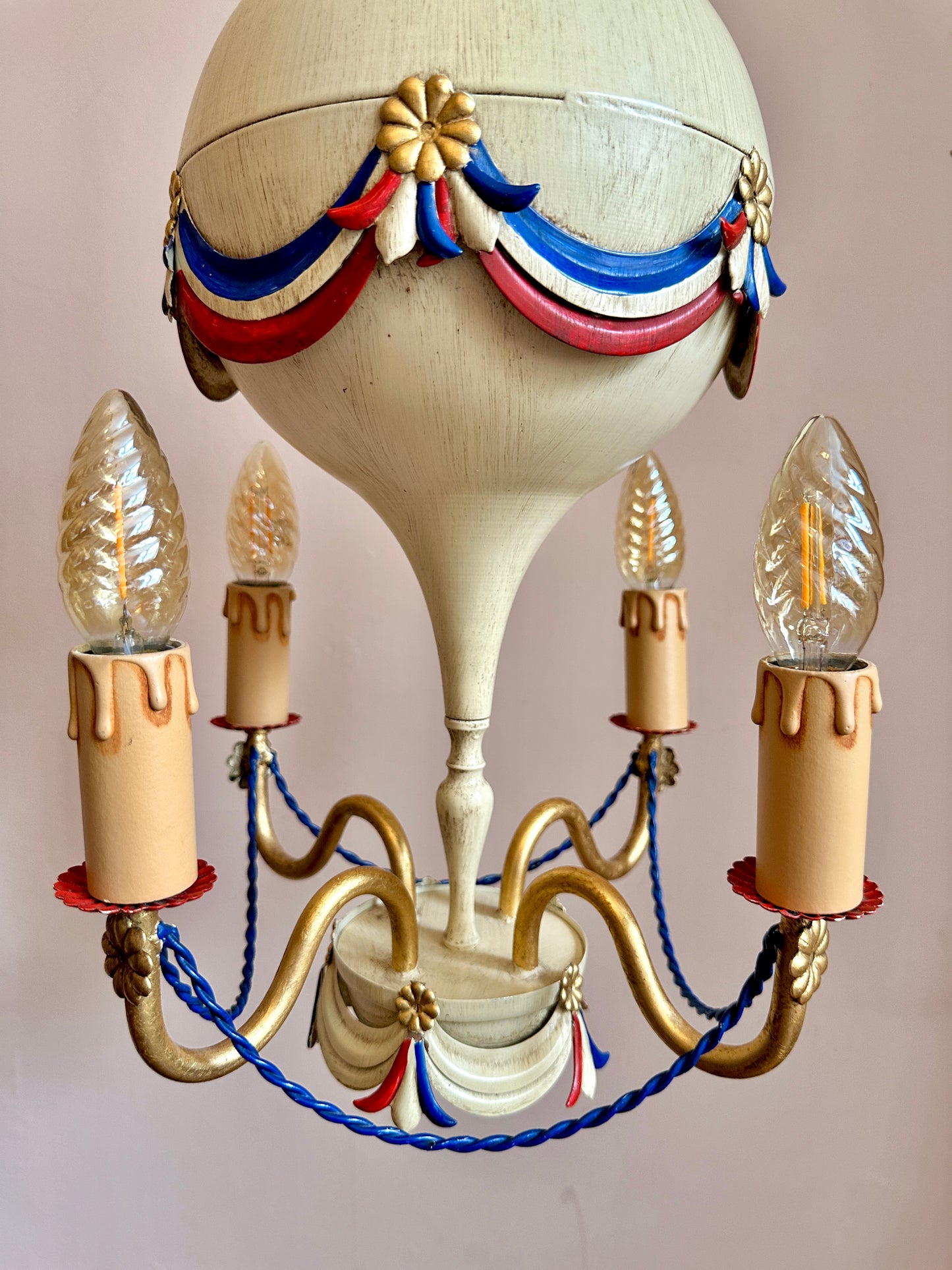 1940s French Montgolfier Balloon Toleware Chandelier