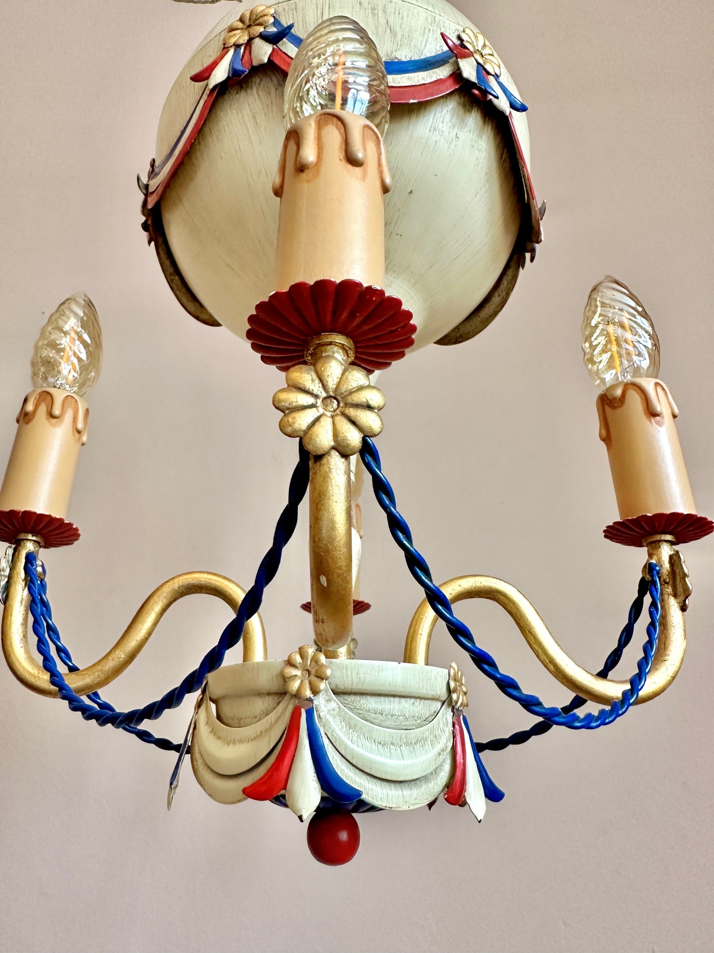 1940s French Montgolfier Balloon Toleware Chandelier