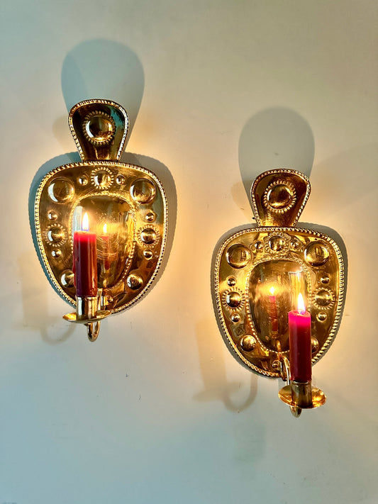 Pair of Mid-Century Swedish Brass Wall Plates