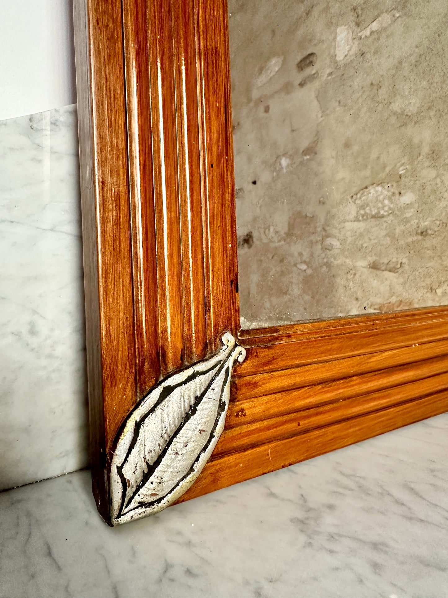 Large French Art Deco Fruitwood Mirror