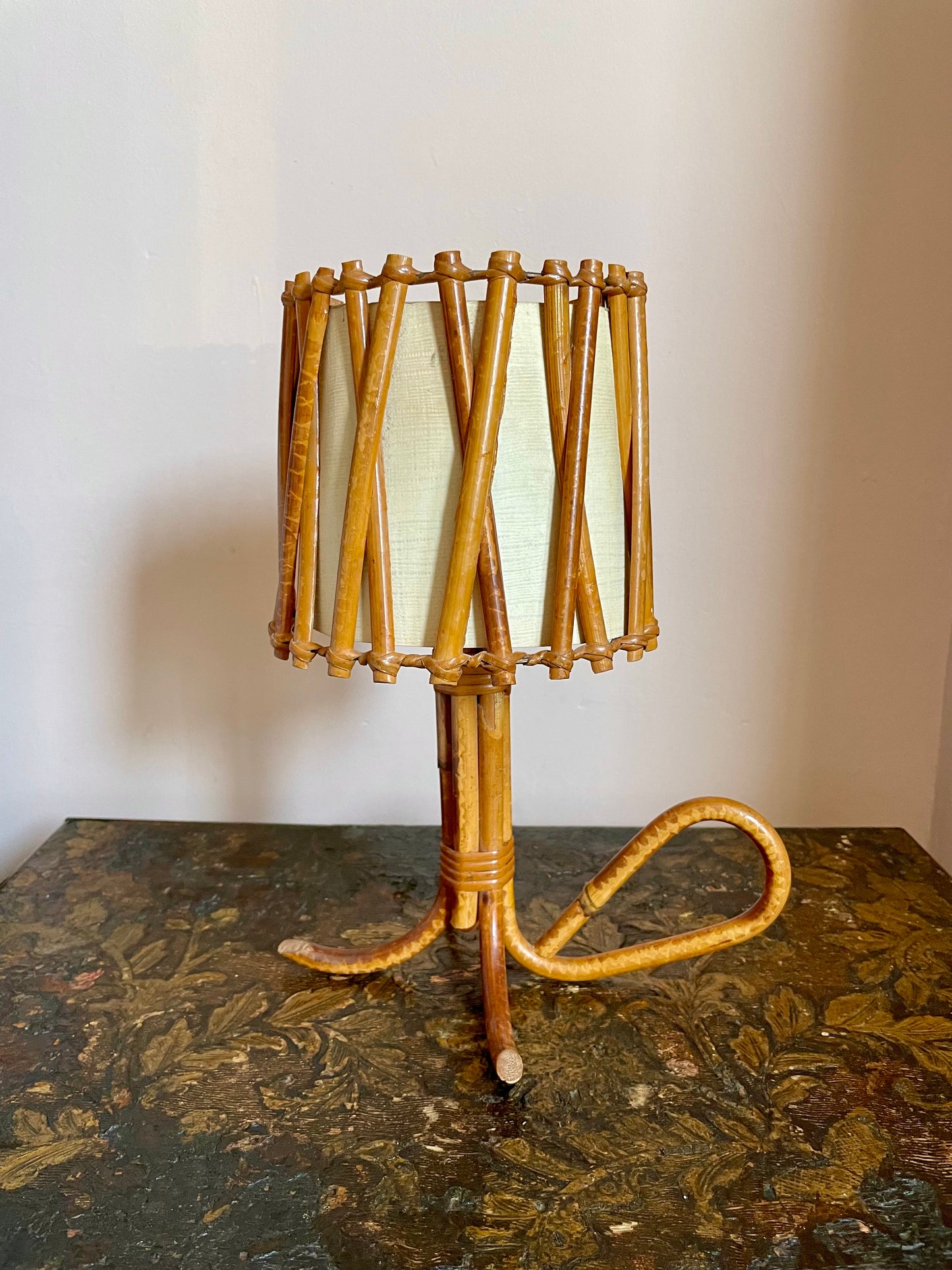 1950s French Bamboo Table Lamp By Louis Sognot
