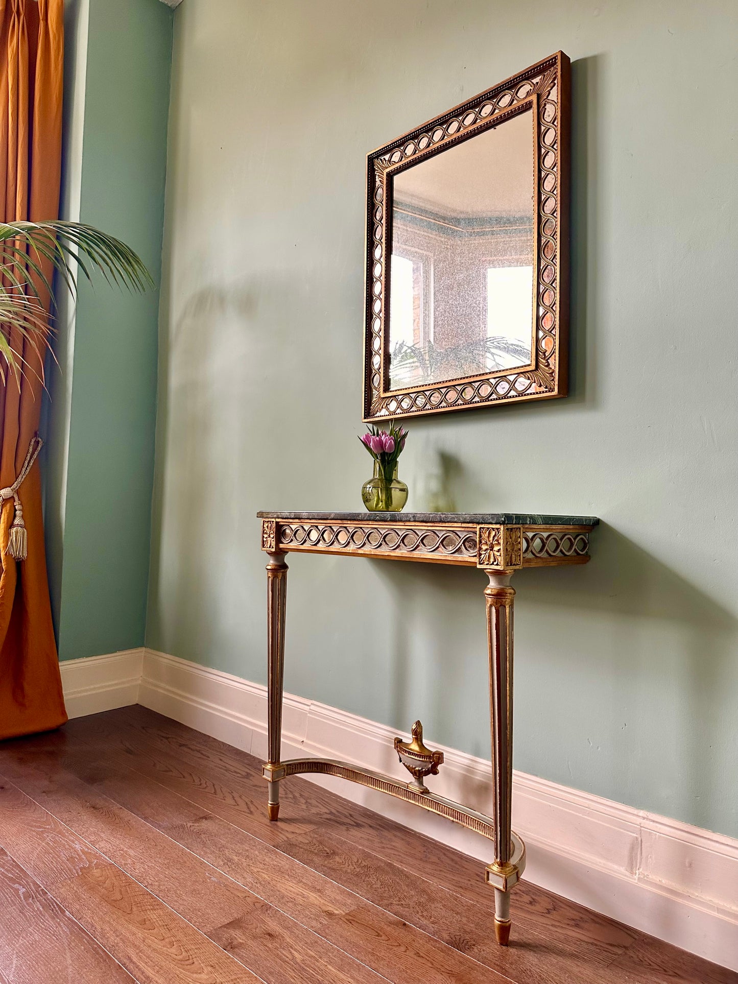 C19th Louis XVI Style Console And Matching Mercury Mirror