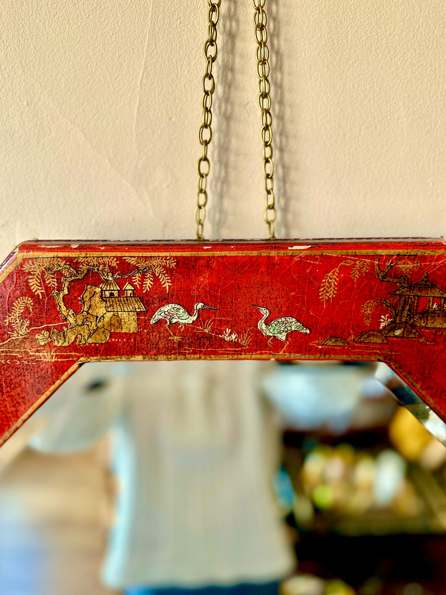 1920s Lacquered Chinoiserie Wall Mirror (1 of 2)