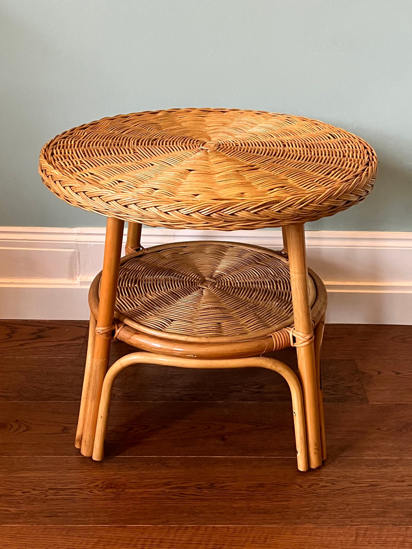 1960s French Rattan And Bamboo Table