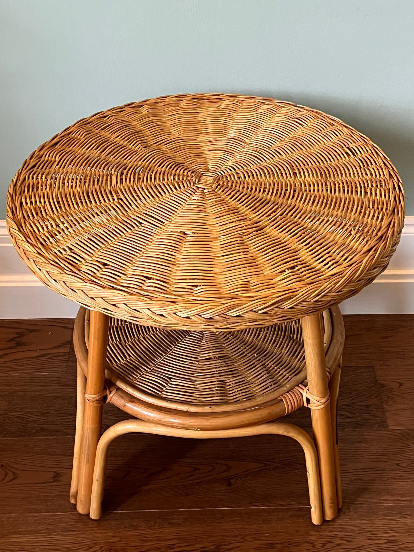 1960s French Rattan And Bamboo Table