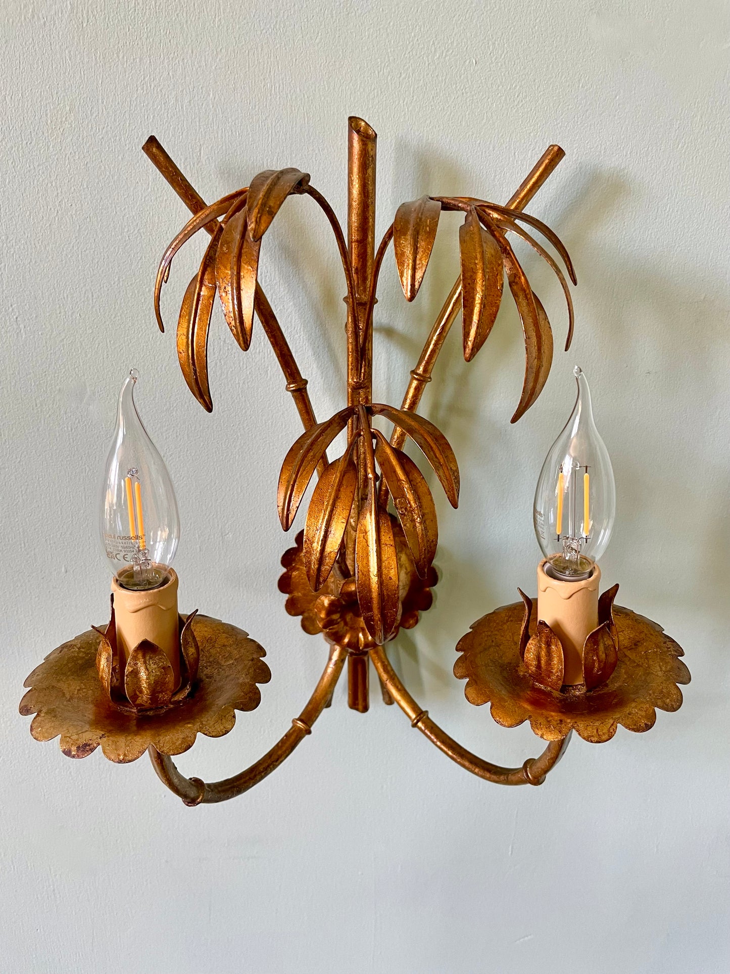 1950s French Gilt Palm Wall Light
